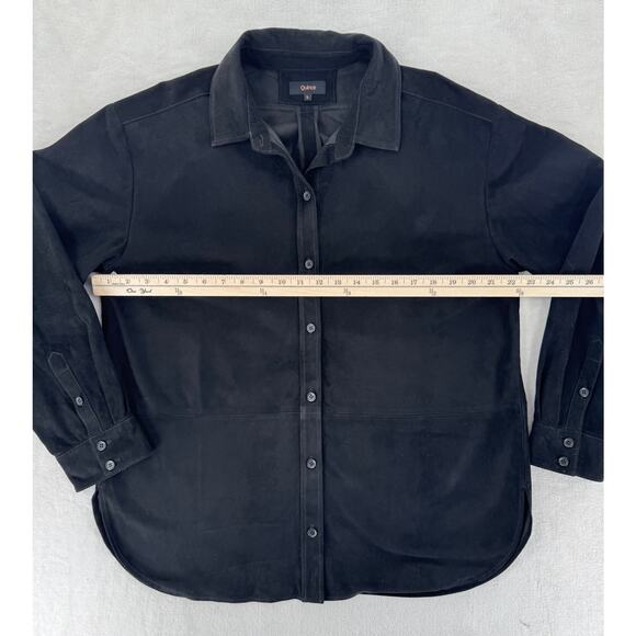 Quince Womens Black Suede Shirt Jacket Overshirt Shacket Large Leather NWOT - Picture 8 of 8